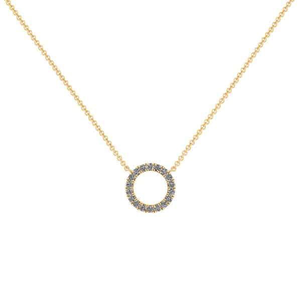 Cirkel 14 Karat Guld Halskæde fra Smykkekæden med Diamanter 0,09 Carat W/SI