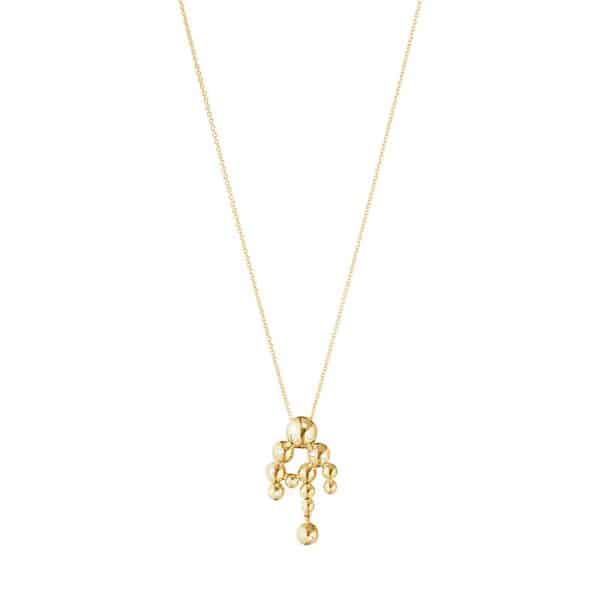 Georg Jensen Moonlight Grapes chandelier halskæde 1551D i 18 kt. guld, 0.05 ct