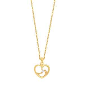 Siersbøl halskæde med hjertevedhæng i 8 kt guld med kubisk zirkon