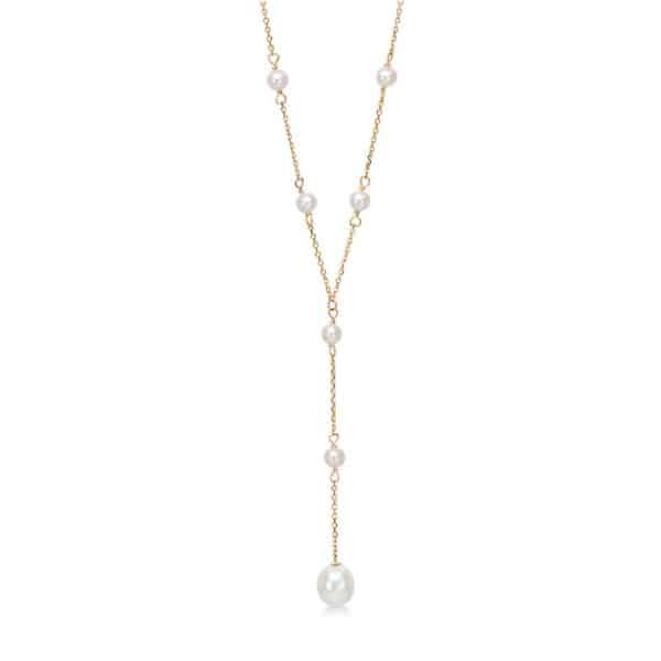 Mads Z Olivia 8 kt. guld Y-halskæde med perler